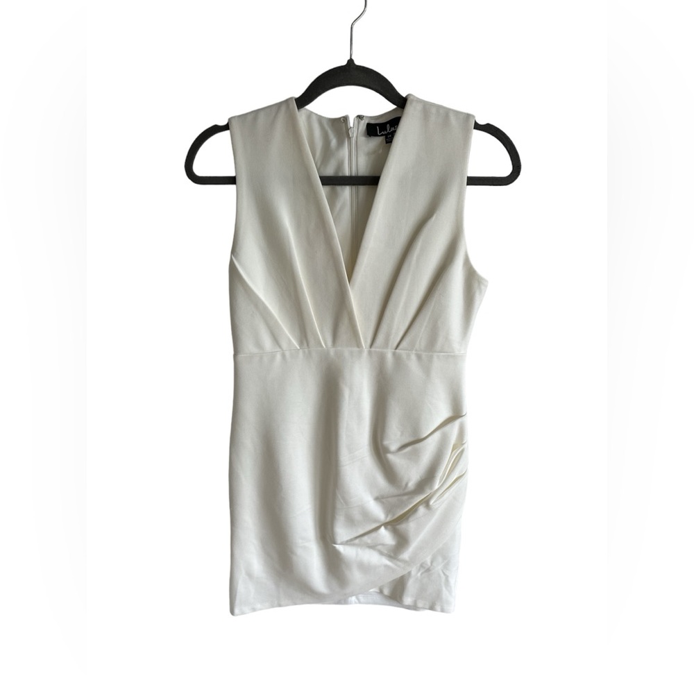 Lulu's Cream Sleeveless V-Neck Midi Dress